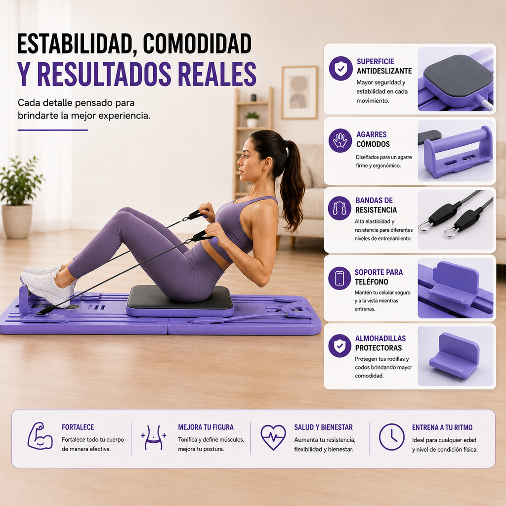 FlexBoard Pro™ — Reformador de Pilates Plegable 5 en 1