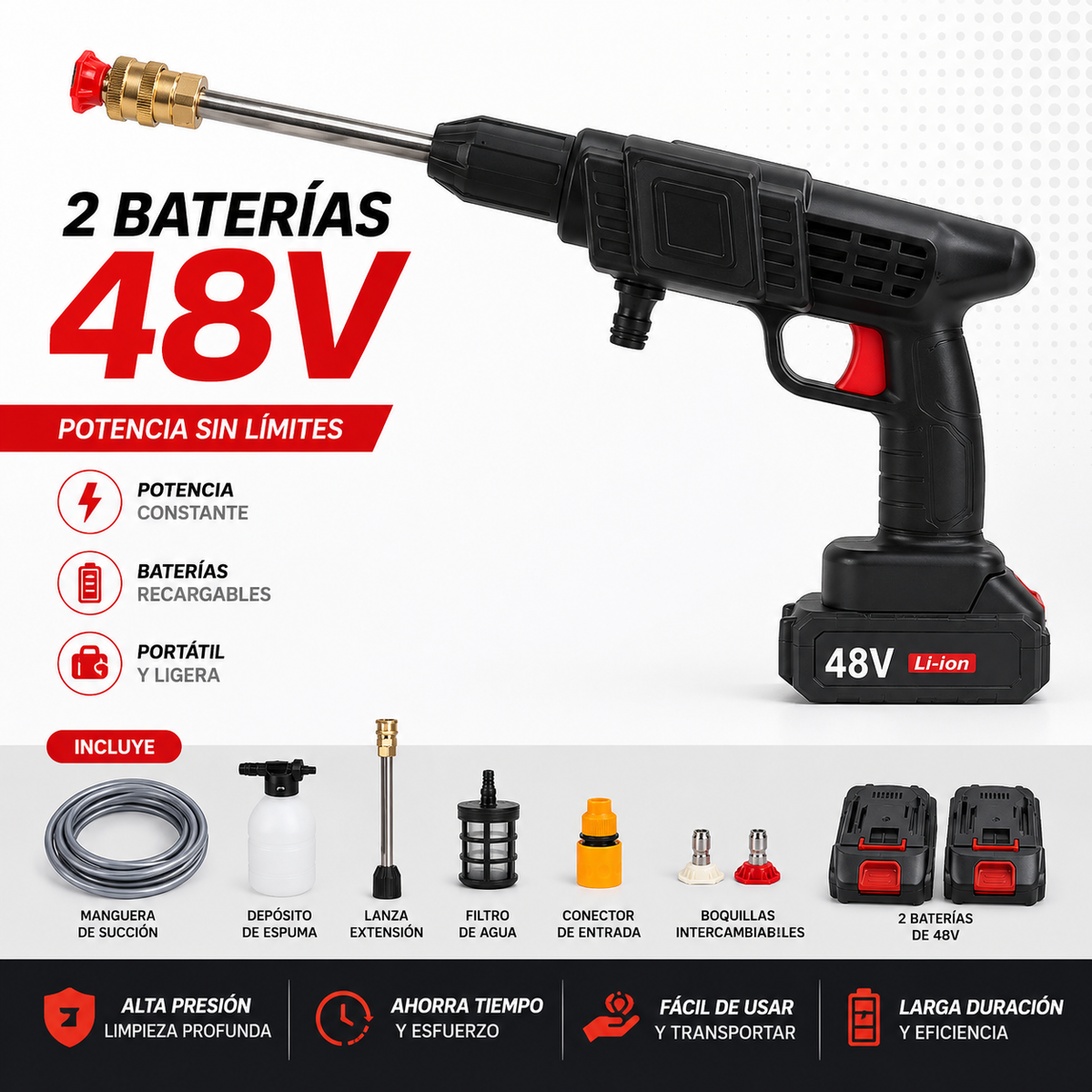 ⚡ Hidrolavadora TurboJet Inalámbrica 48V